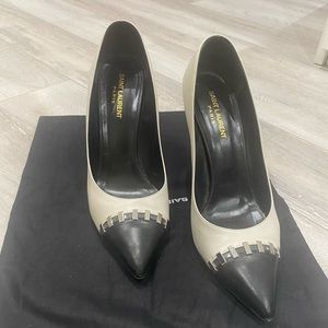 Saint Laurent black white bi-color Zoe pump